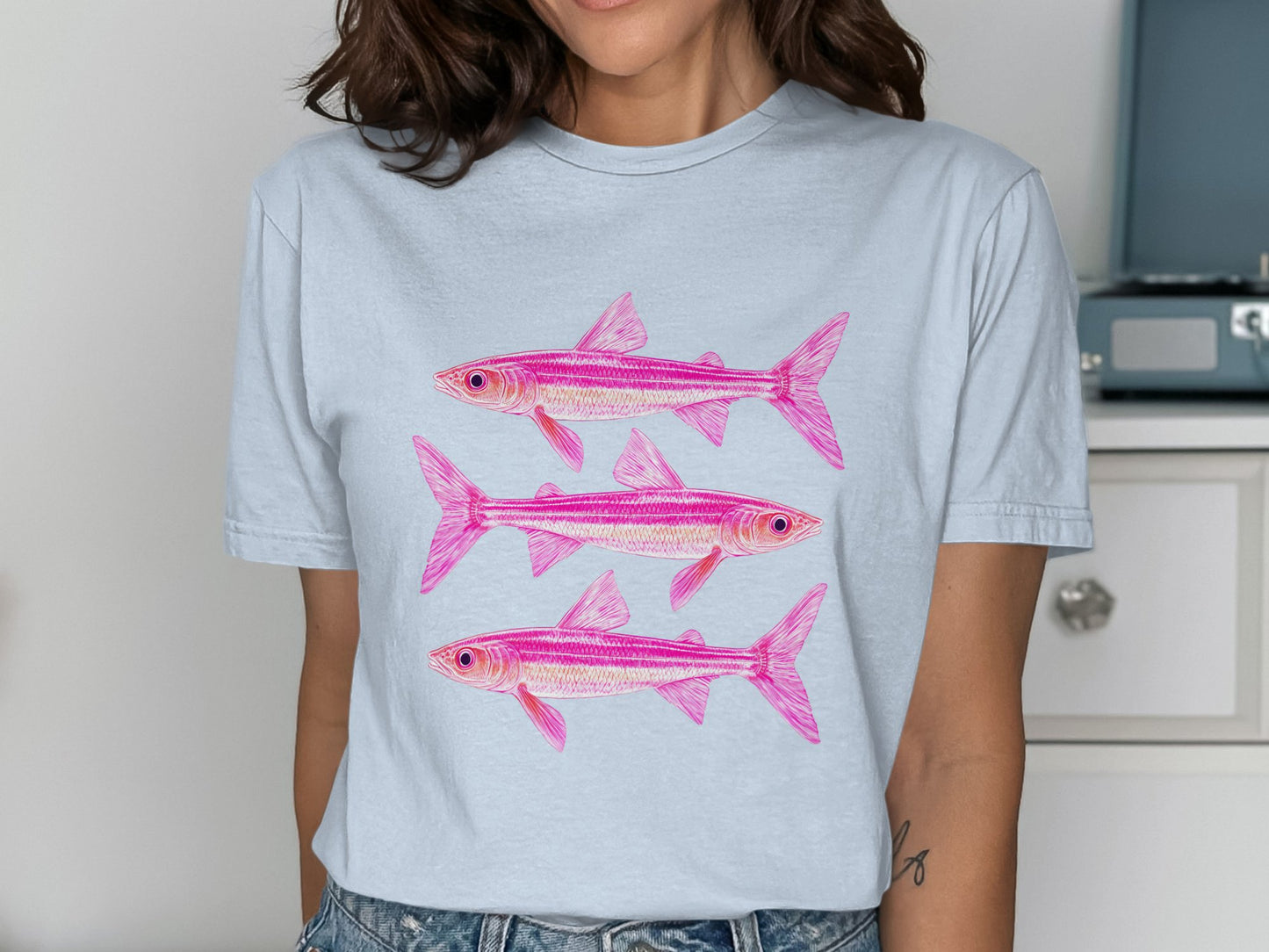 Pink Three Fish Graphic T-Shirt product type