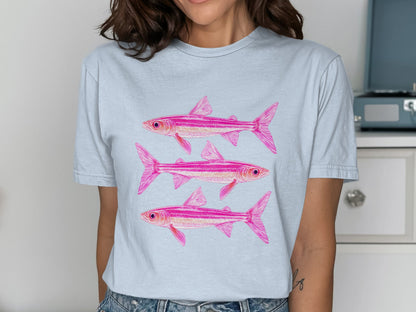 Pink Three Fish Graphic T-Shirt product type
