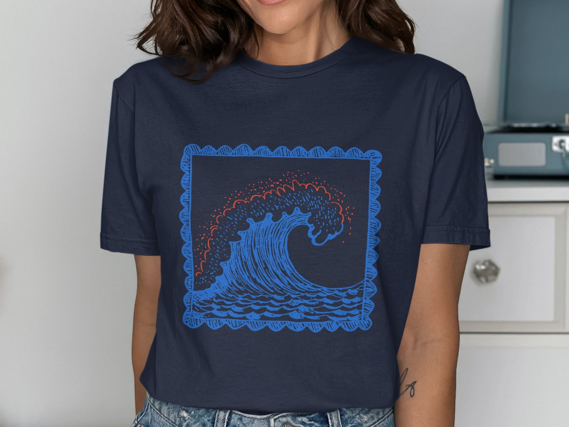 Vintage Blue Wave Graphic Tee shirt product