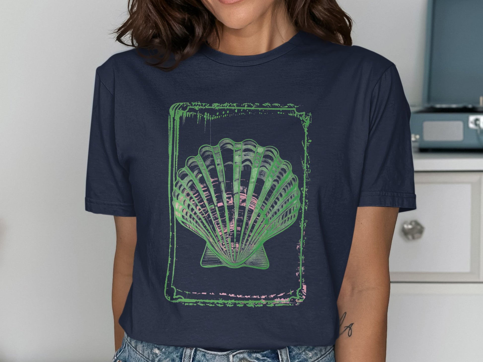 Artistic Green Shell Graphic Design Shirt product type