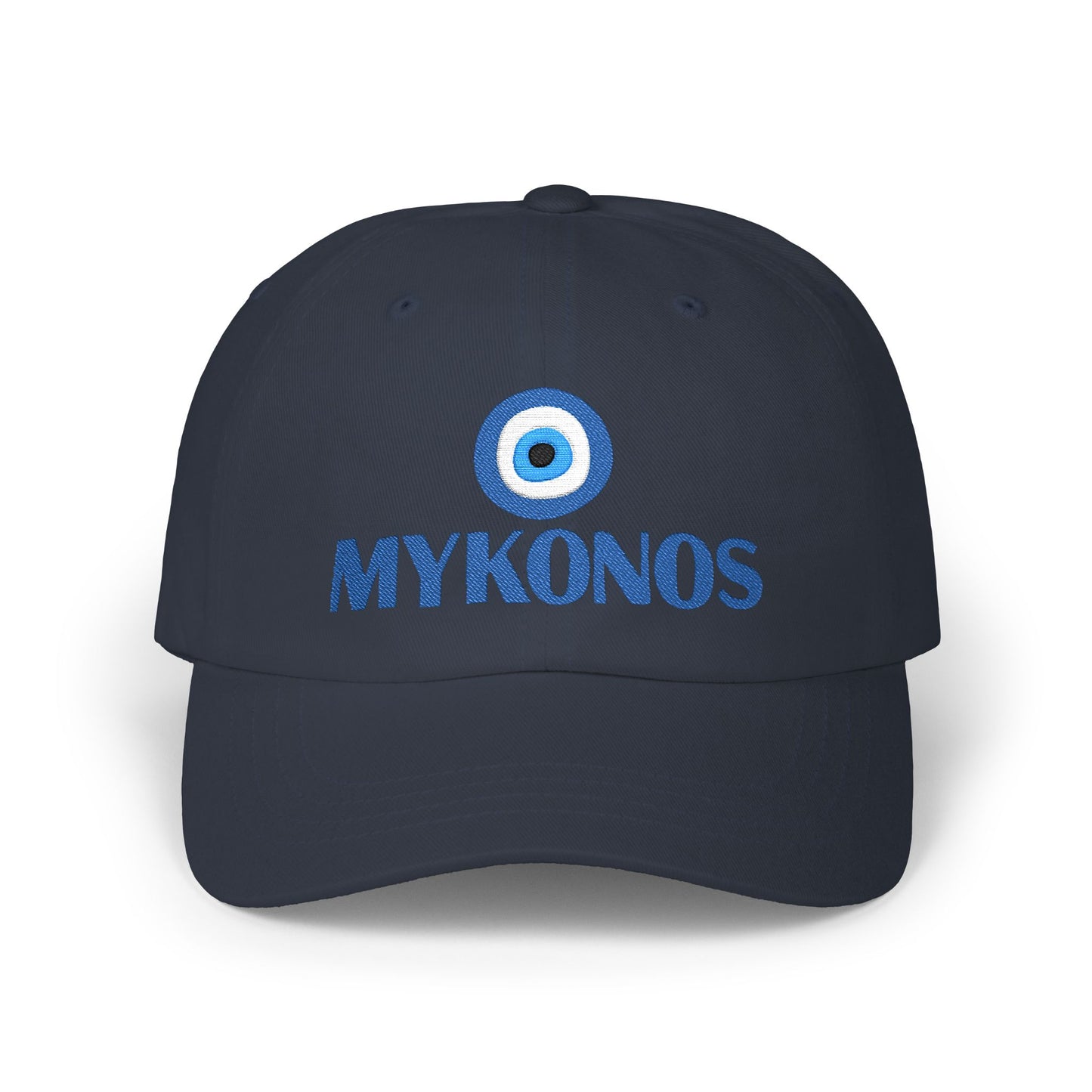 Mykonos Evil Eye Dad Cap — Embroidered Greek Island Baseball Hat