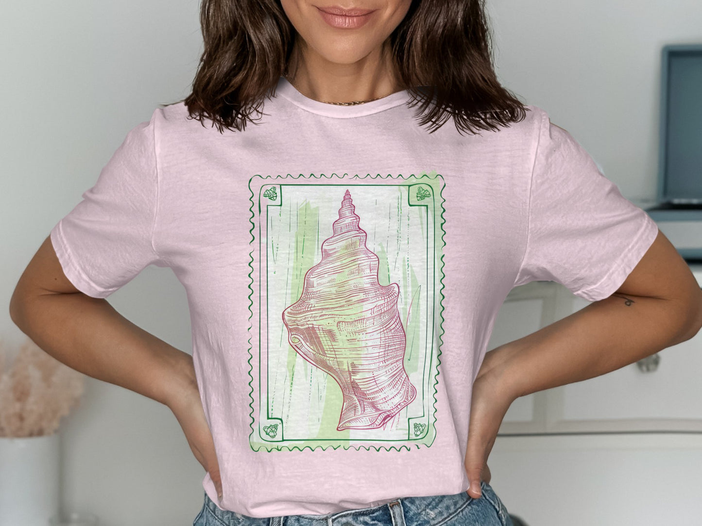 Vibrant Conch Shell Print Women's T-shirt product