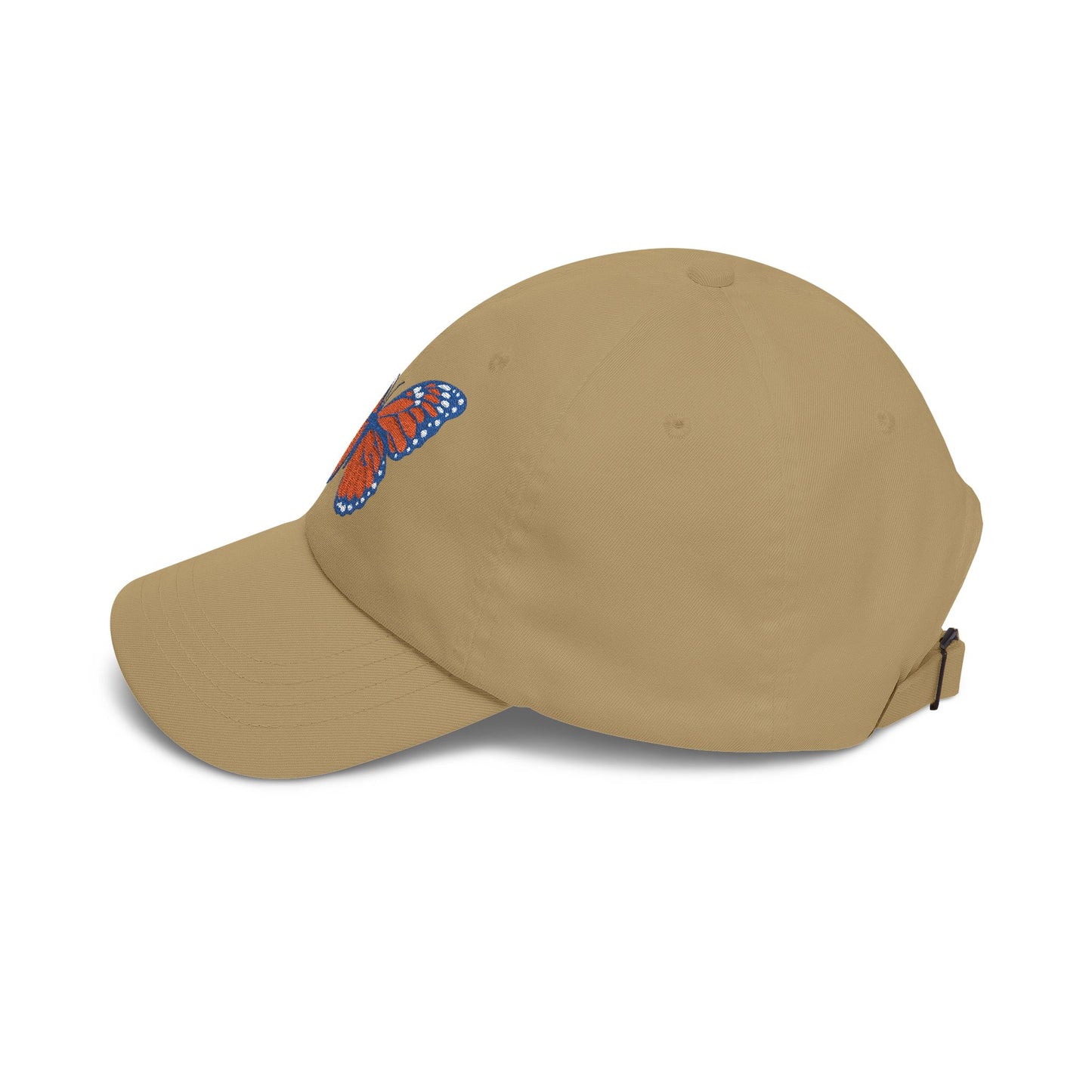 Butterfly Embroidered Dad Cap Preppy Orange & Blue Monarch Hat