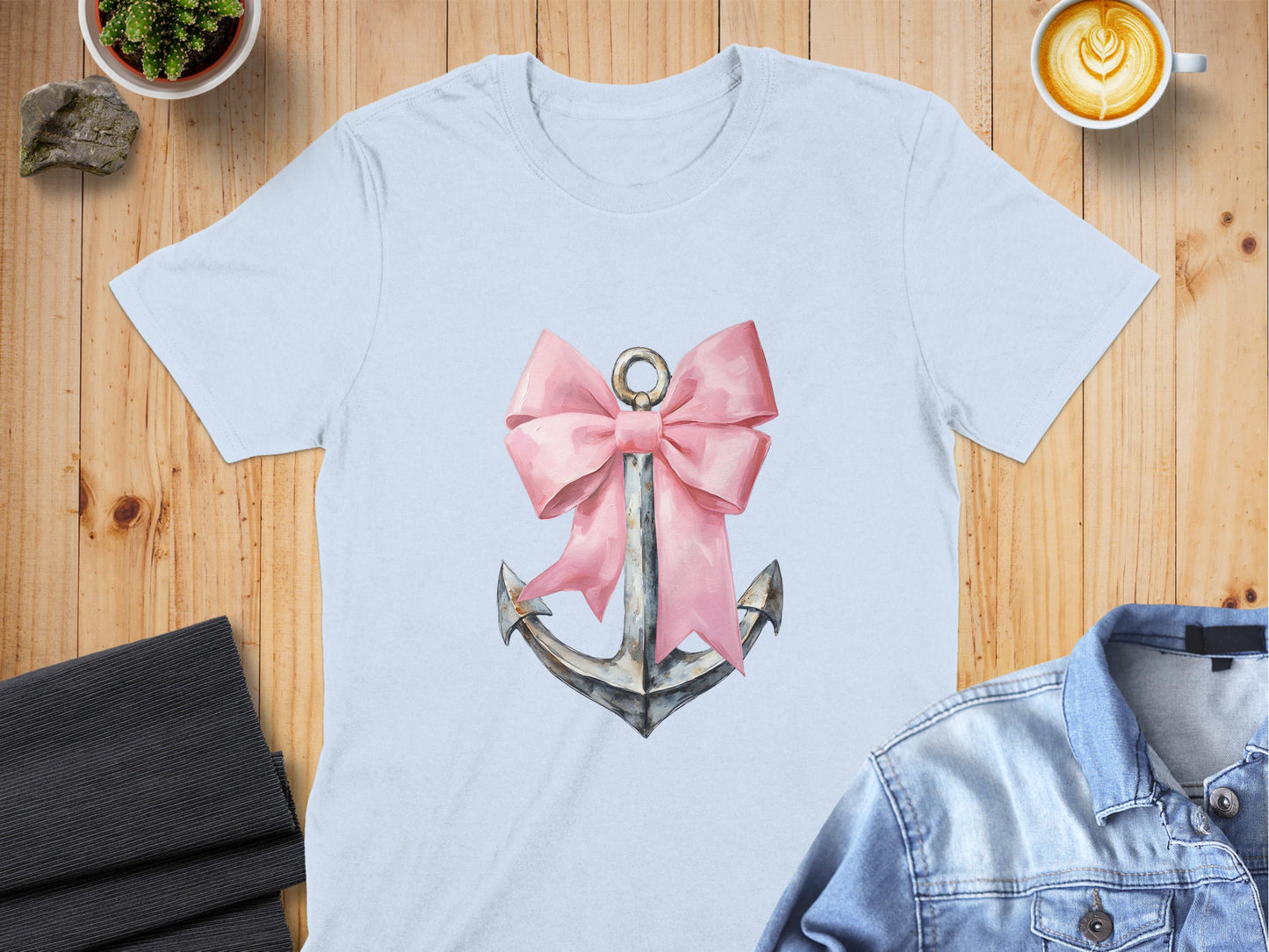 Anchor with Pink Bow Graphic T-shirt product type