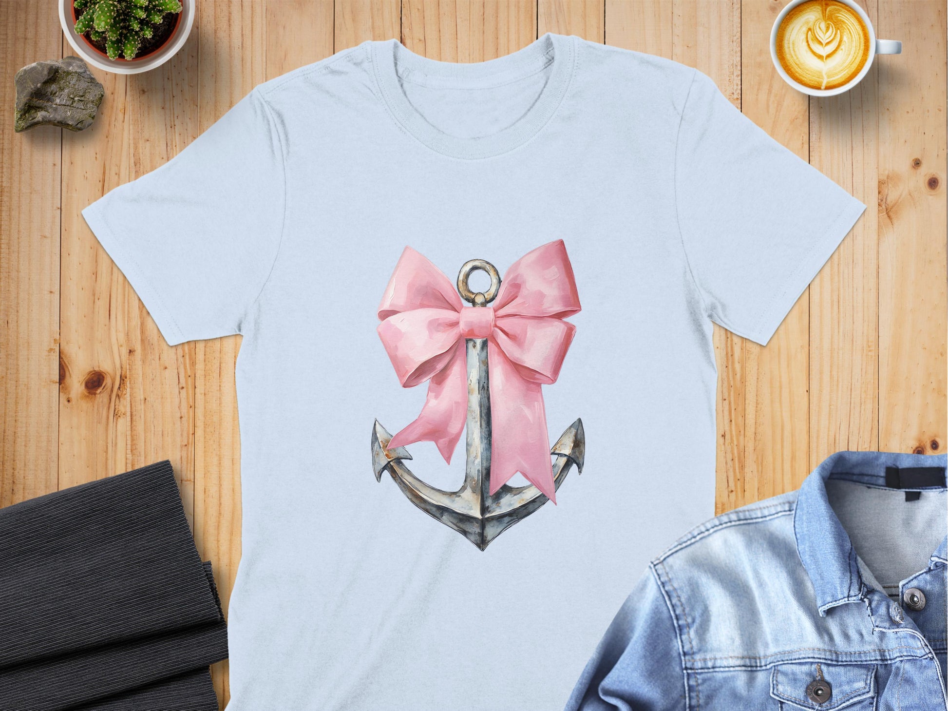 Anchor with Pink Bow Graphic T-shirt product type