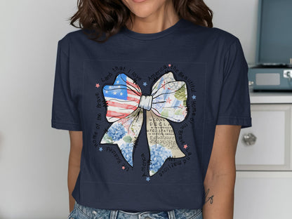 Patriotic Bow Graphic Tee Short Sleeve T-Shirt product
