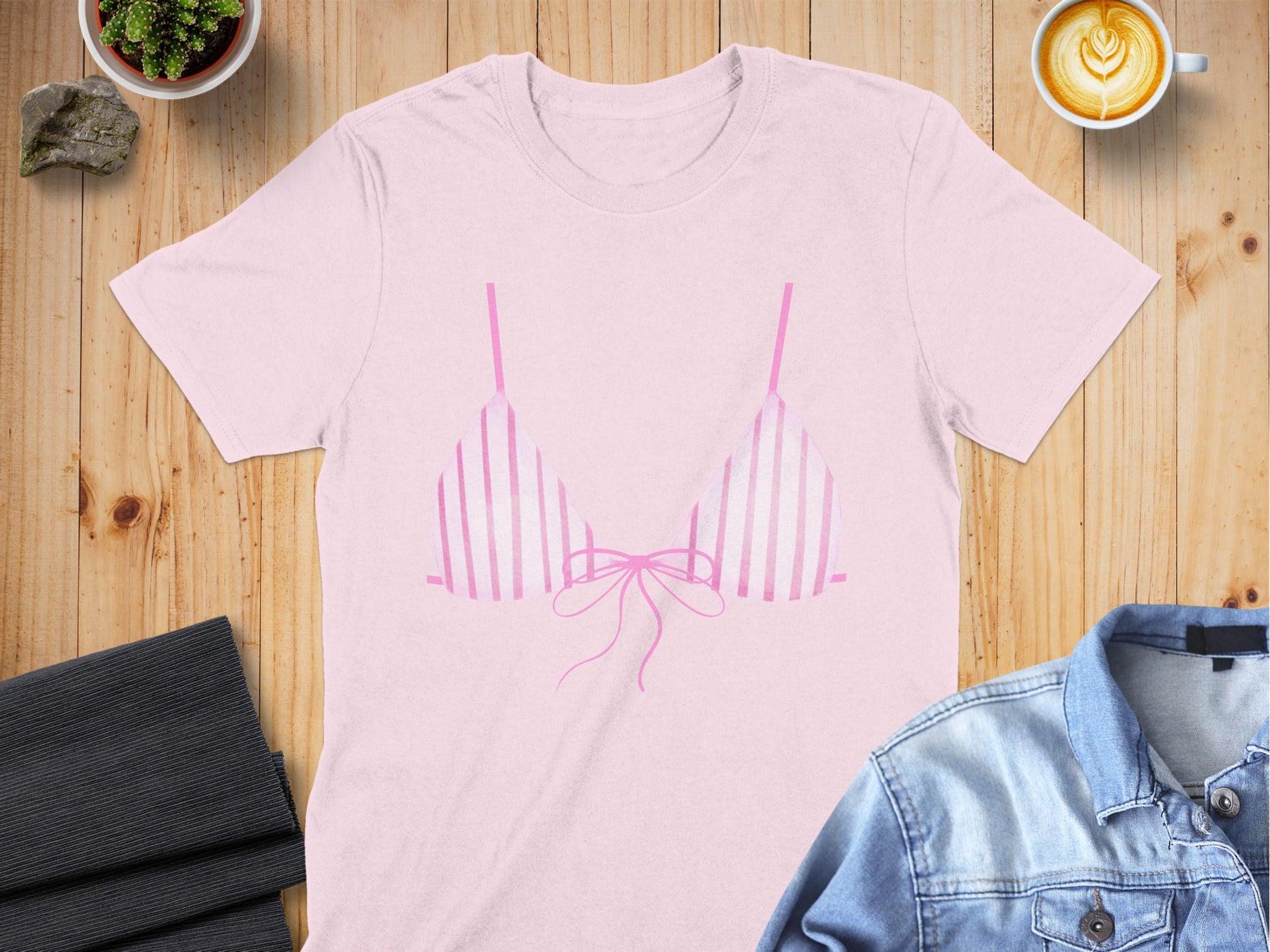 Fun Pink Bikini Print Design on Casual T-Shirt product