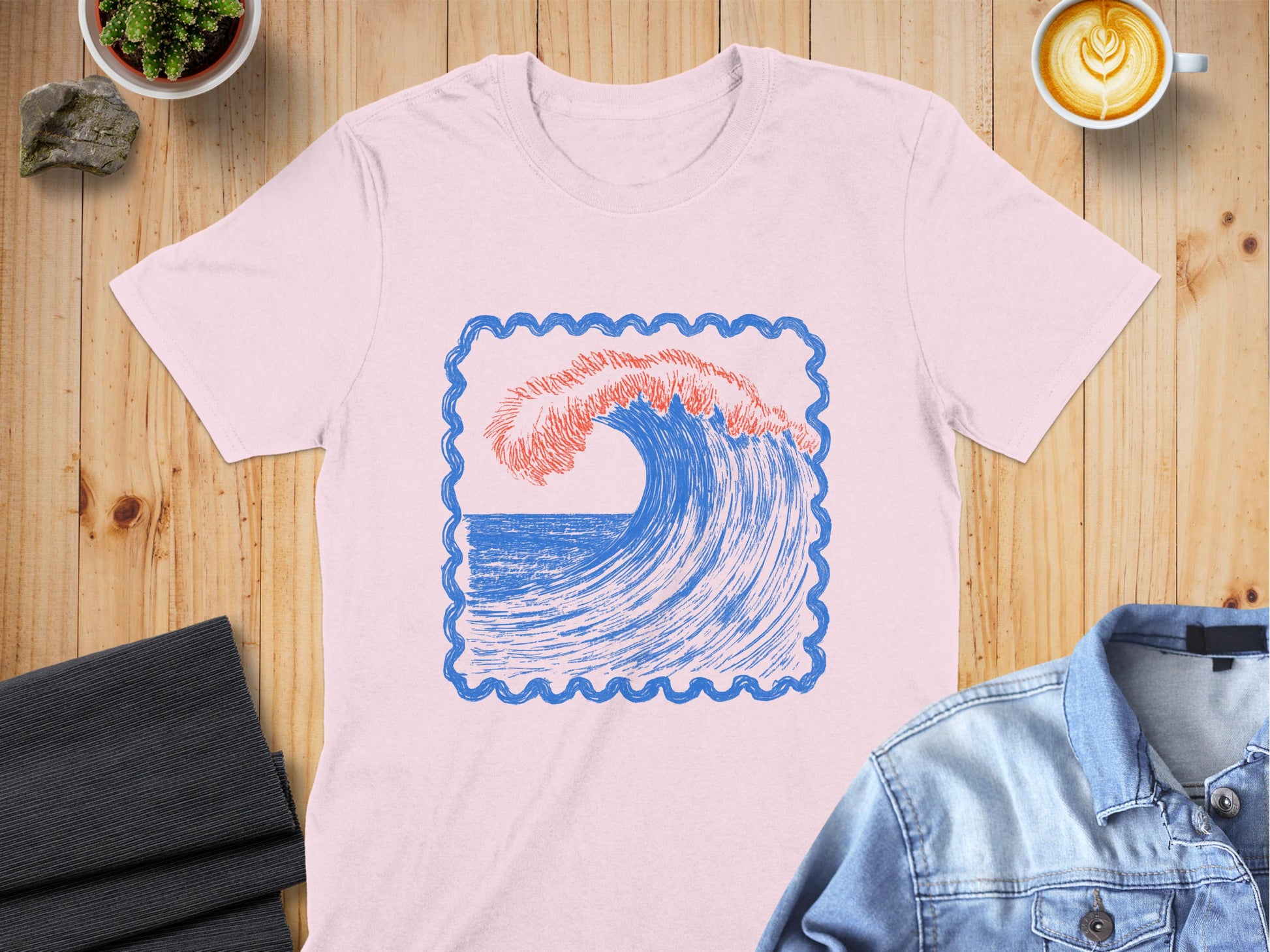 Artistic Wave Print Design Graphic T-Shirt product type