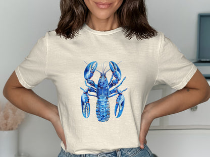 Blue Lobster Print Graphic Casual Tee product