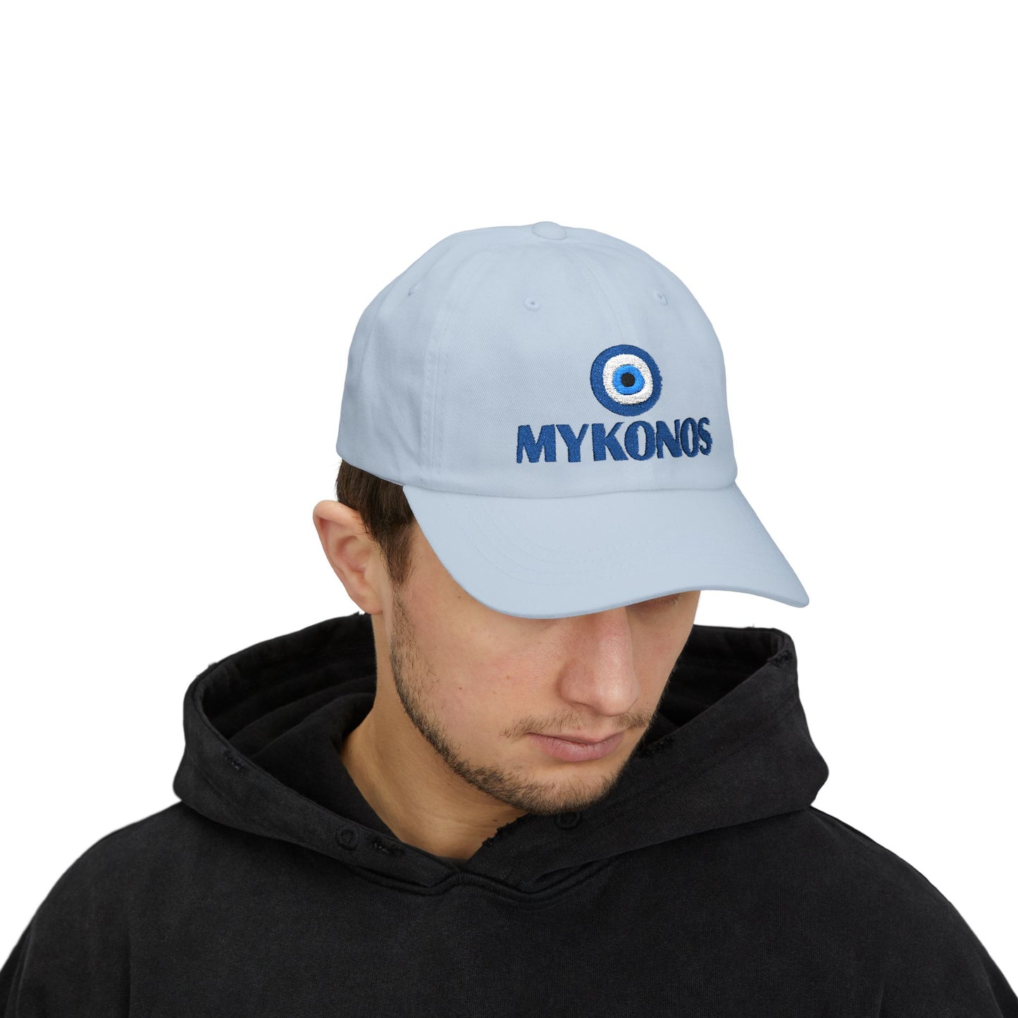 Mykonos Evil Eye Dad Cap — Embroidered Greek Island Baseball Hat