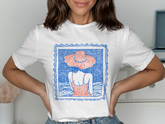 Beach Scene Graphic White Shirt Product