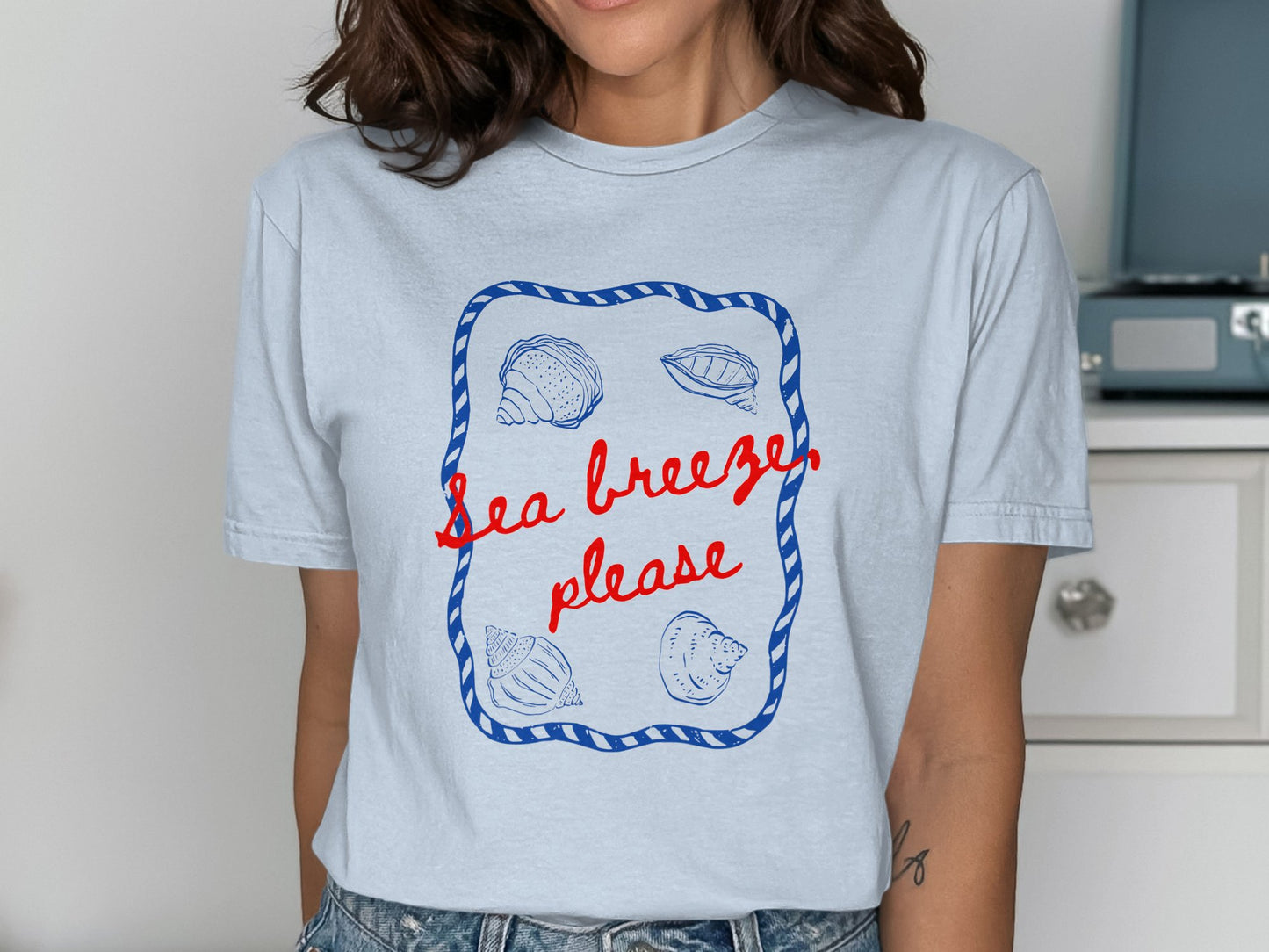 Sea Breeze Please Printed Short Sleeve Shirt product
