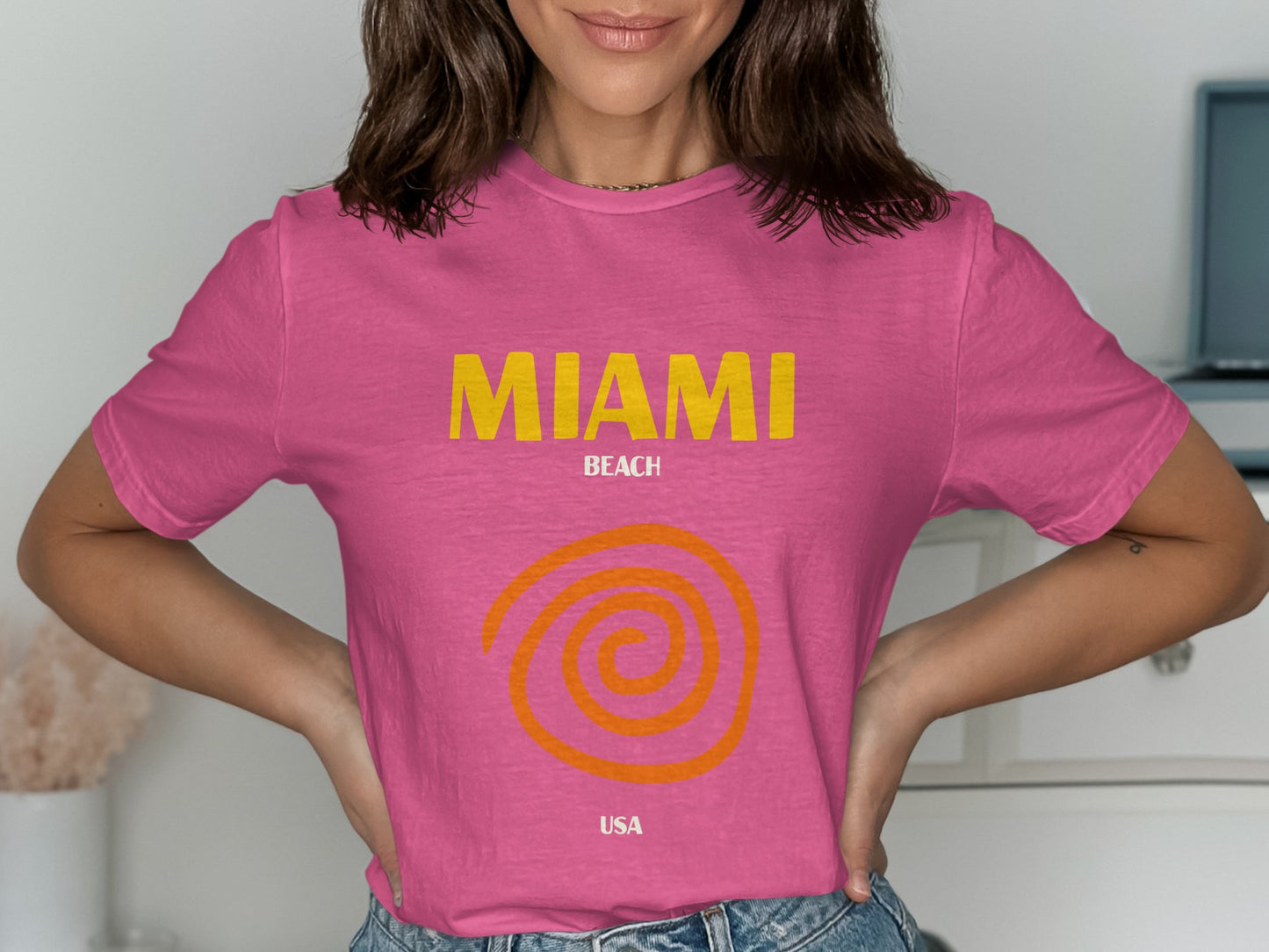 MIAMI Beach USA Swirl Design Graphic T-Shirt product