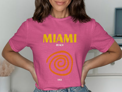 MIAMI Beach USA Swirl Design Graphic T-Shirt product