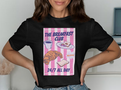 Black t-shirt with "The Breakfast Club 24/7 All Day" graphic.