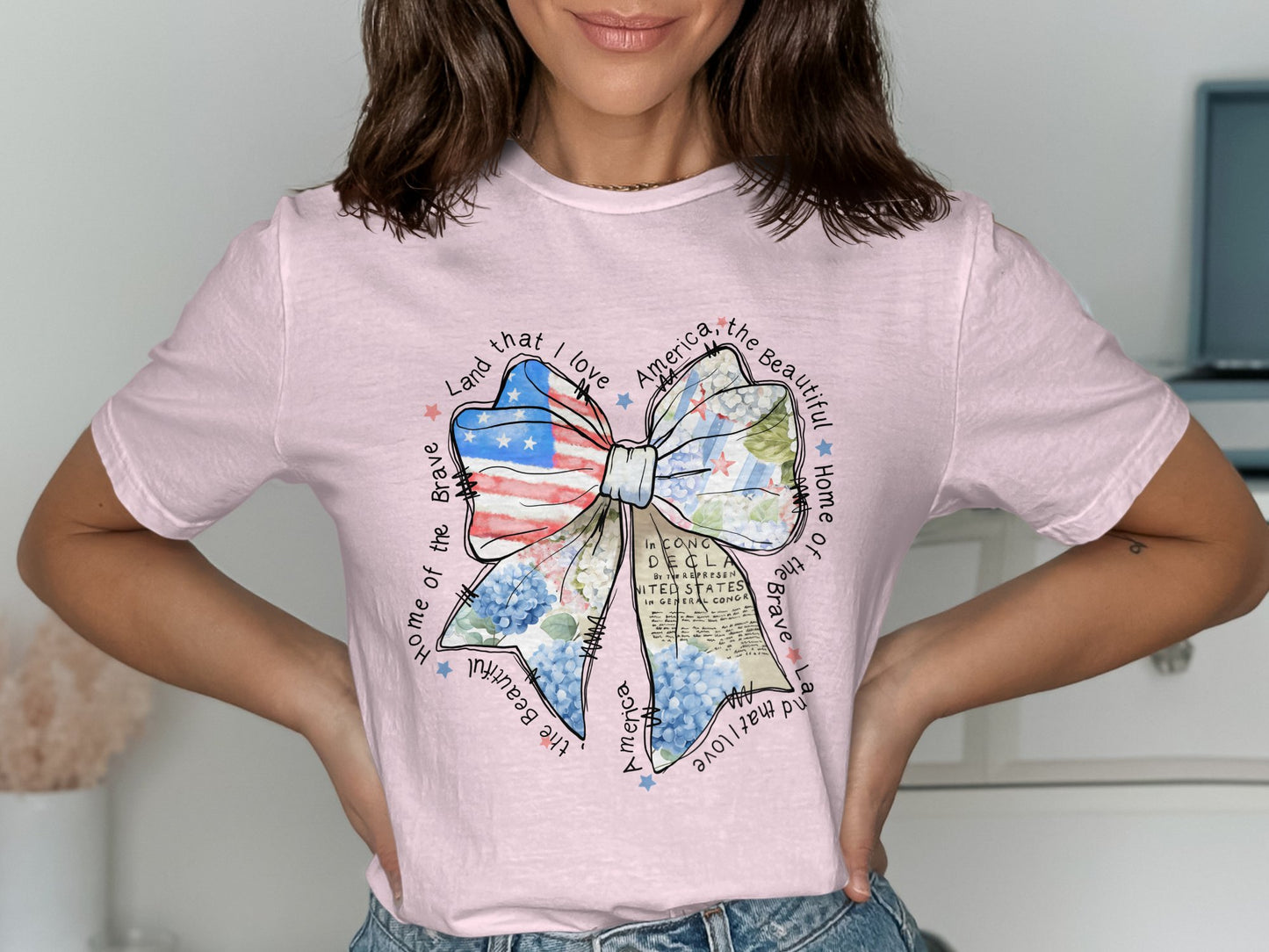 Patriotic Bow Graphic Tee Celebrate America Product Type