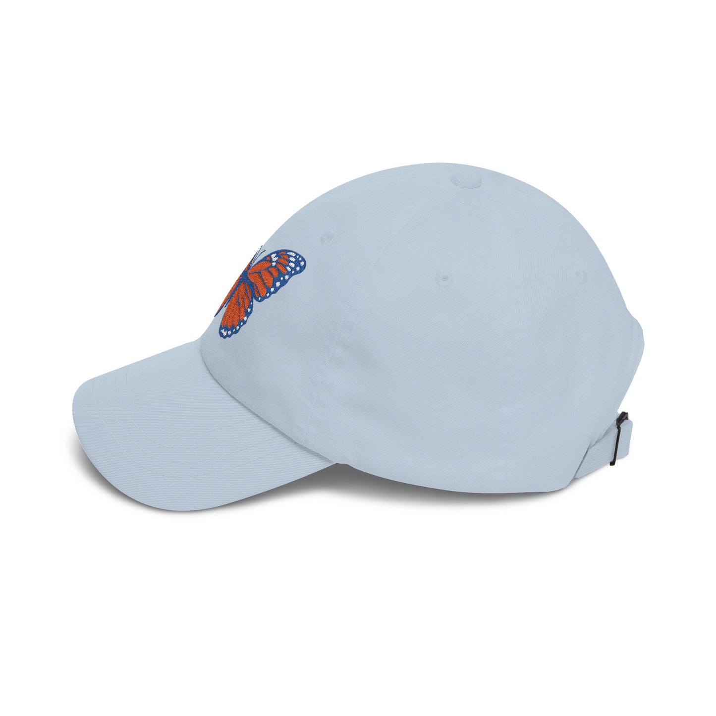 Butterfly Embroidered Dad Cap Preppy Orange & Blue Monarch Hat