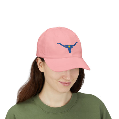 Embroidered Blue Longhorn Dad Cap Western Sun Hat