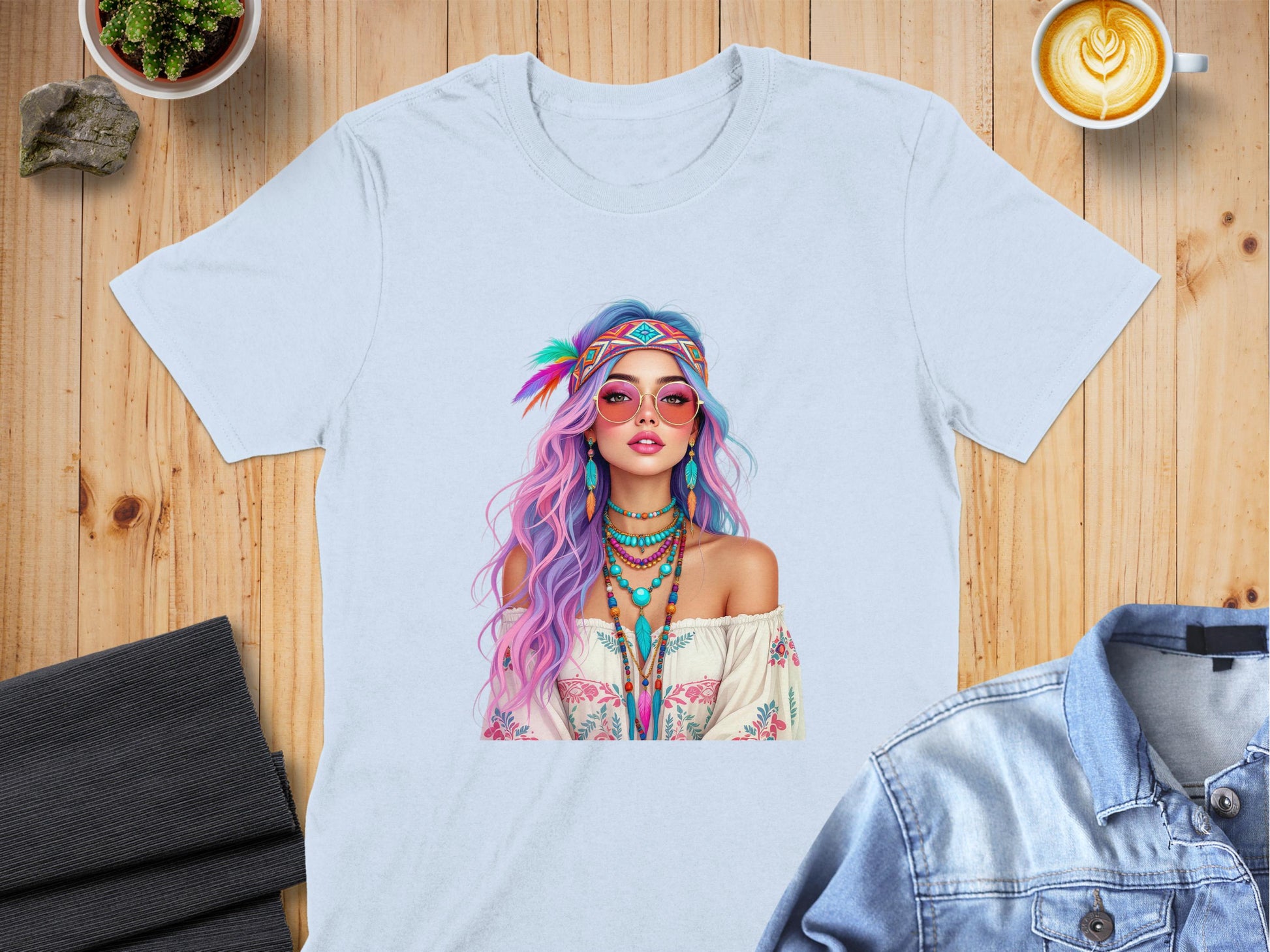 Bohemian Chic Graphic Tee with Colorful Print product type