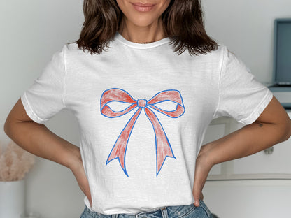 Red and Blue Bow Graphic Unisex T-shirt product type