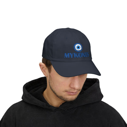 Mykonos Evil Eye Dad Cap — Embroidered Greek Island Baseball Hat