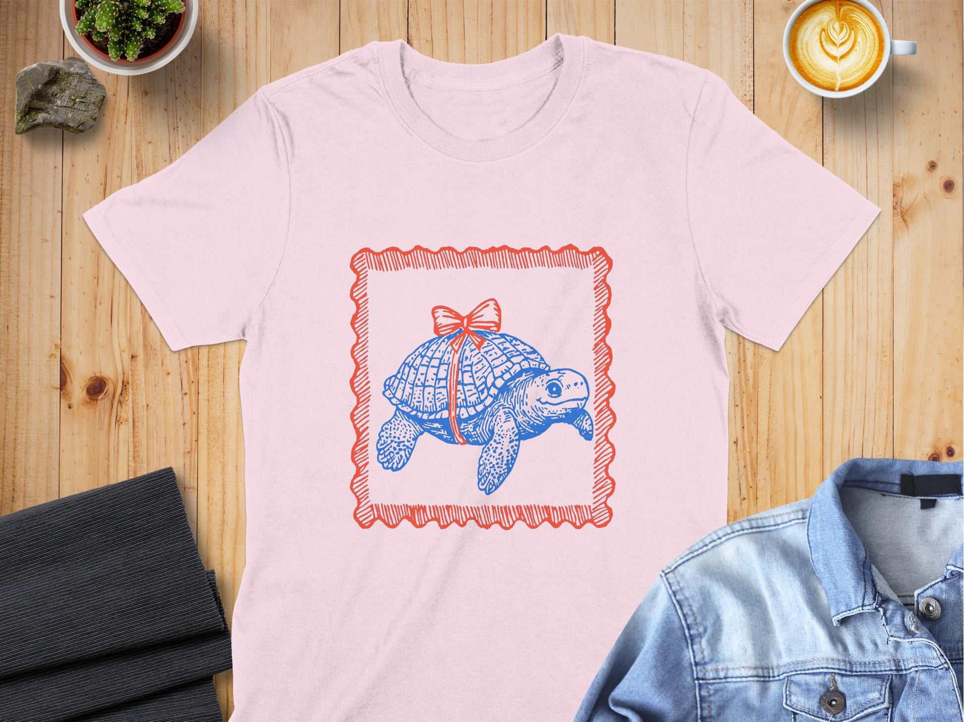 Turtle With Bow Drawing Graphic Tee Shirt product