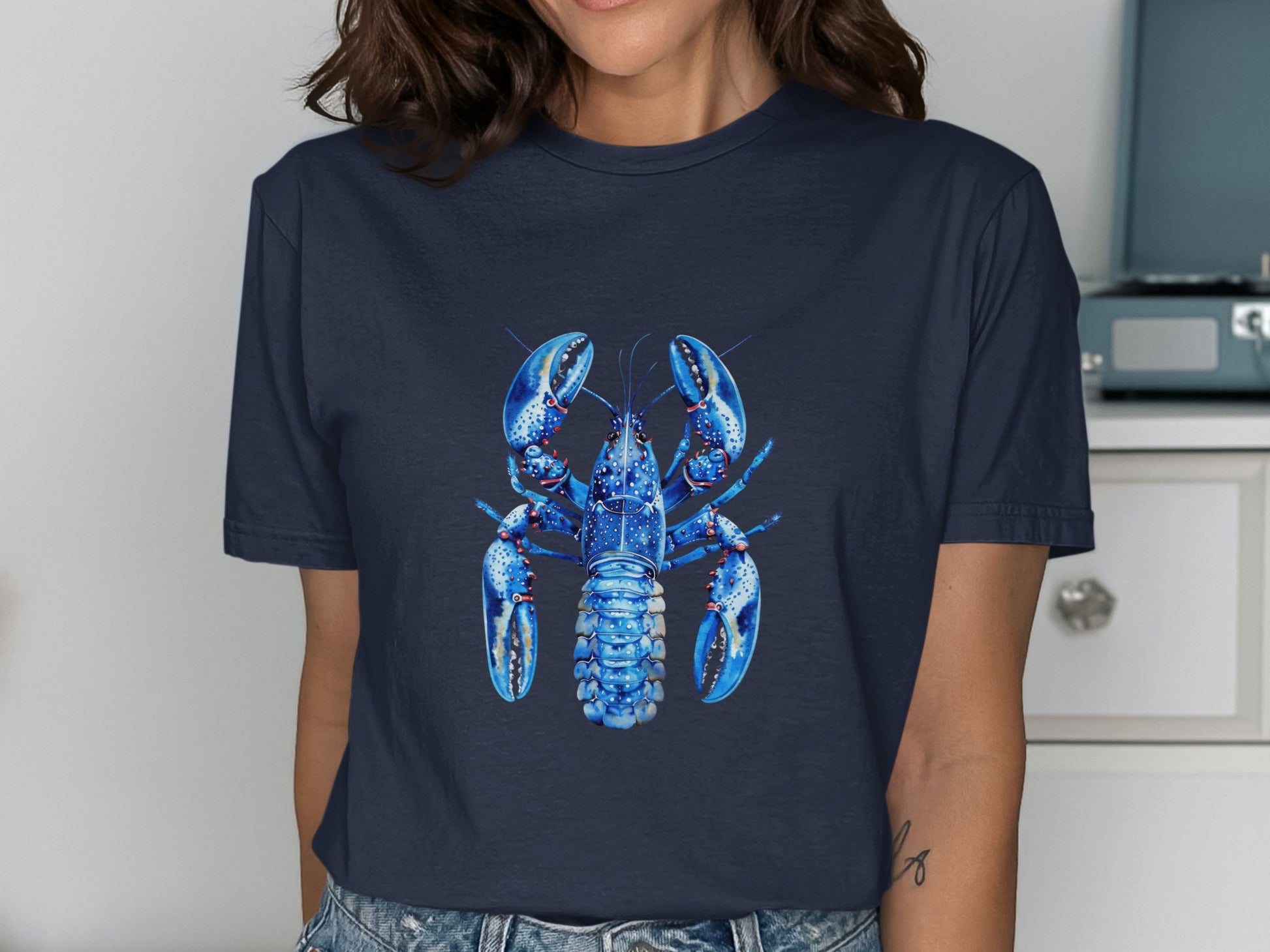 Unique Blue Lobster Graphic Design T-Shirt product type