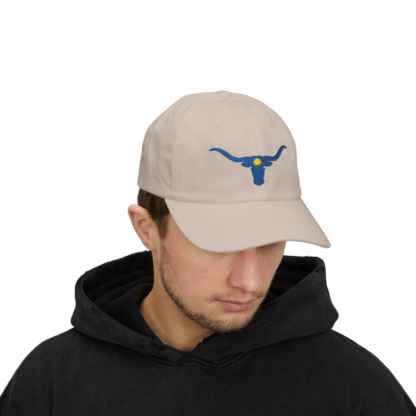 Embroidered Blue Longhorn Dad Cap Western Sun Hat