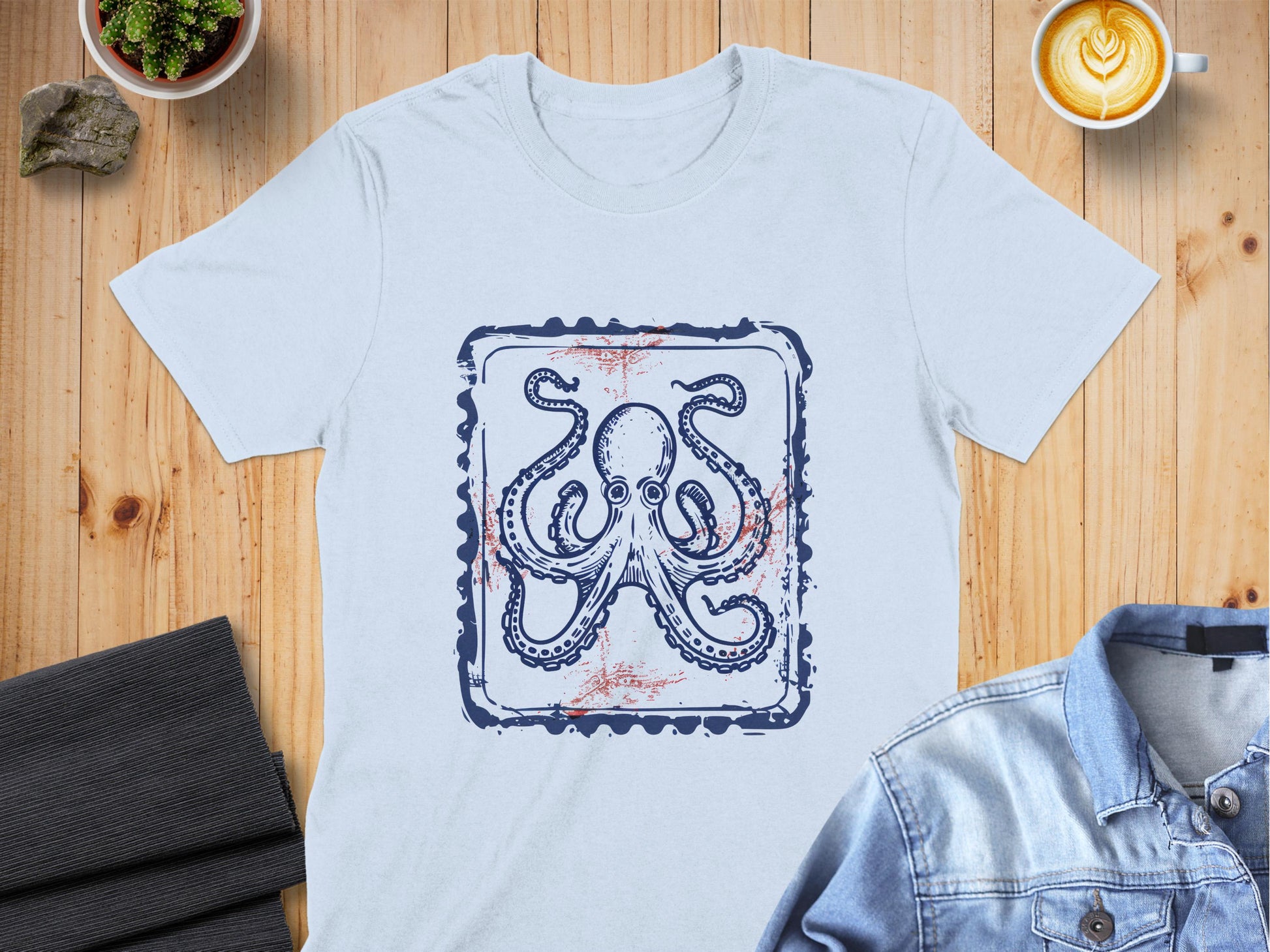 Unique Vintage Octopus Graphic White T-shirt product