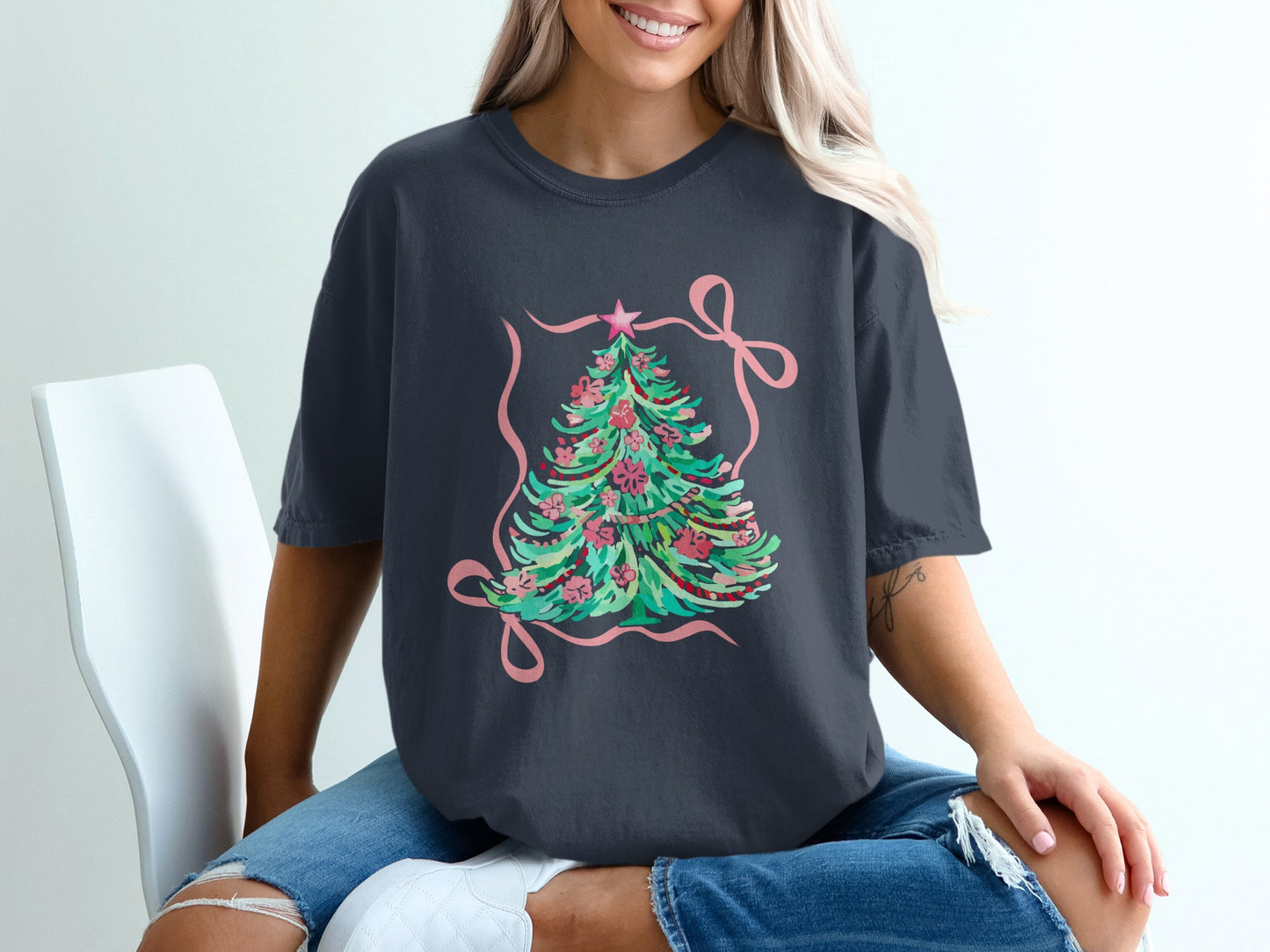 Festive Christmas Tree with Ribbons T-Shirt product