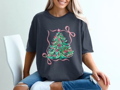 Festive Christmas Tree with Ribbons T-Shirt product
