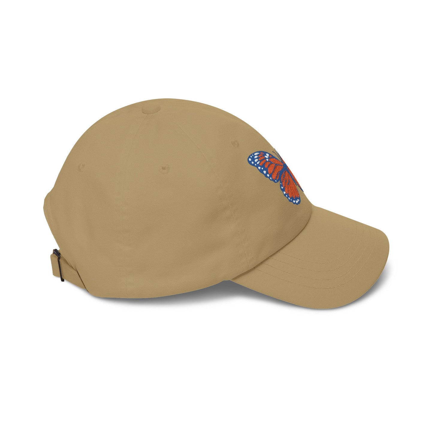 Butterfly Embroidered Dad Cap Preppy Orange & Blue Monarch Hat