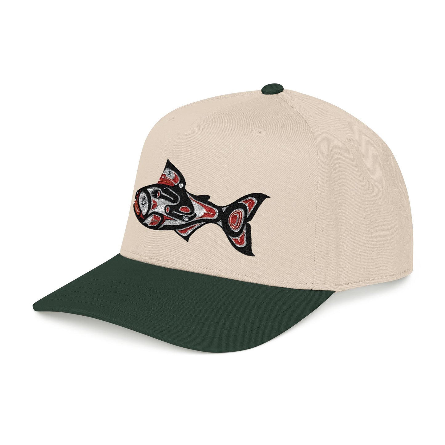 Tribal Salmon Embroidered Baseball Cap Native American Hat
