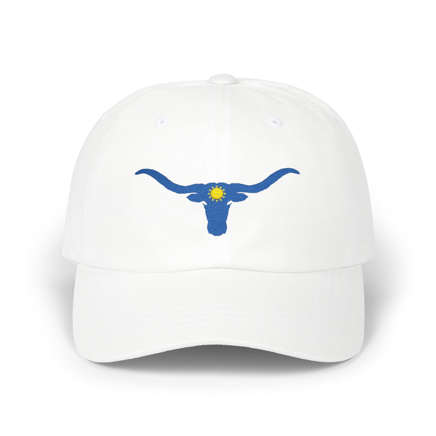 Embroidered Blue Longhorn Dad Cap Western Sun Hat