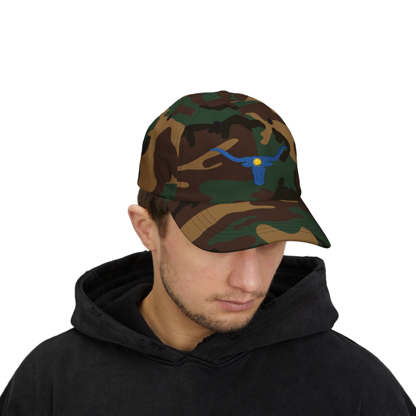 Embroidered Blue Longhorn Dad Cap Western Sun Hat