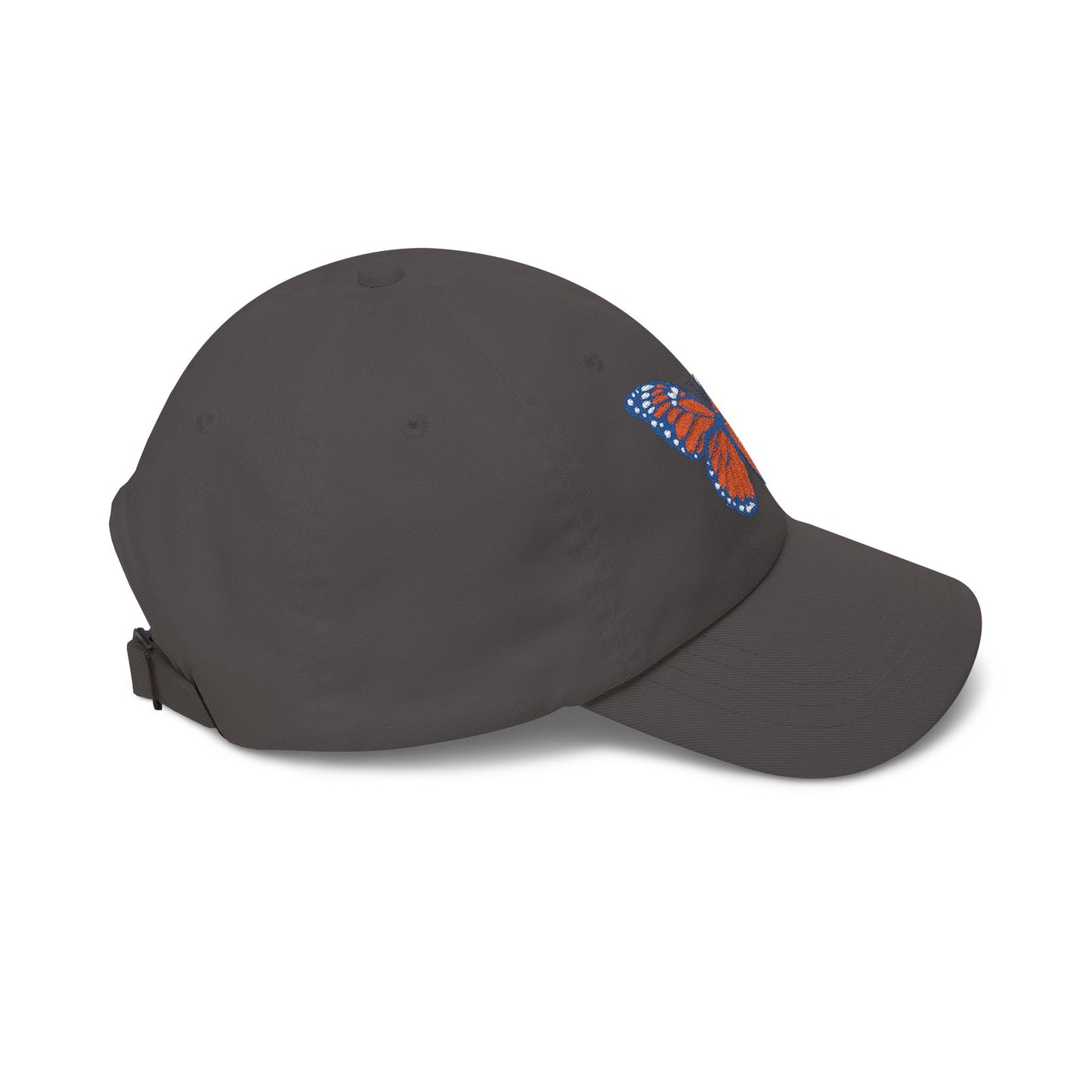 Butterfly Embroidered Dad Cap Preppy Orange & Blue Monarch Hat