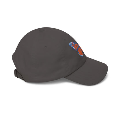 Butterfly Embroidered Dad Cap Preppy Orange & Blue Monarch Hat