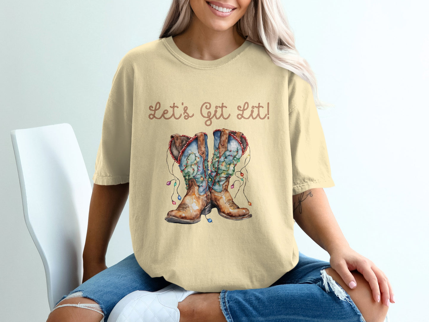 Let's Get Lit Boots Design Casual T-Shirt product type