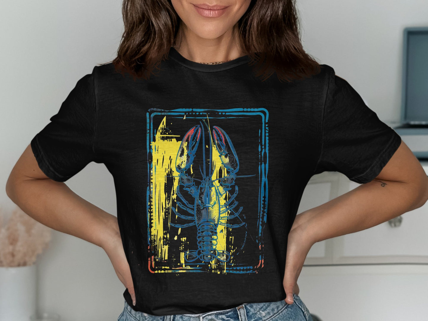 Unique Lobster Graphic Design Black T-shirt product