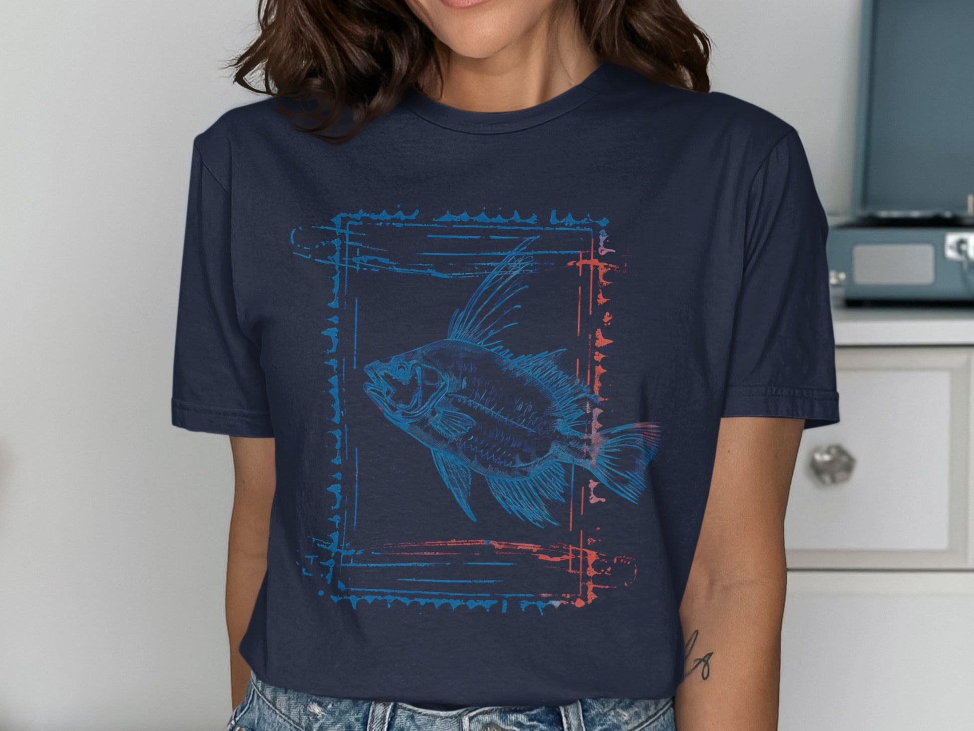 Graphic Tee with Artistic Fish Design graphic t-shirt product