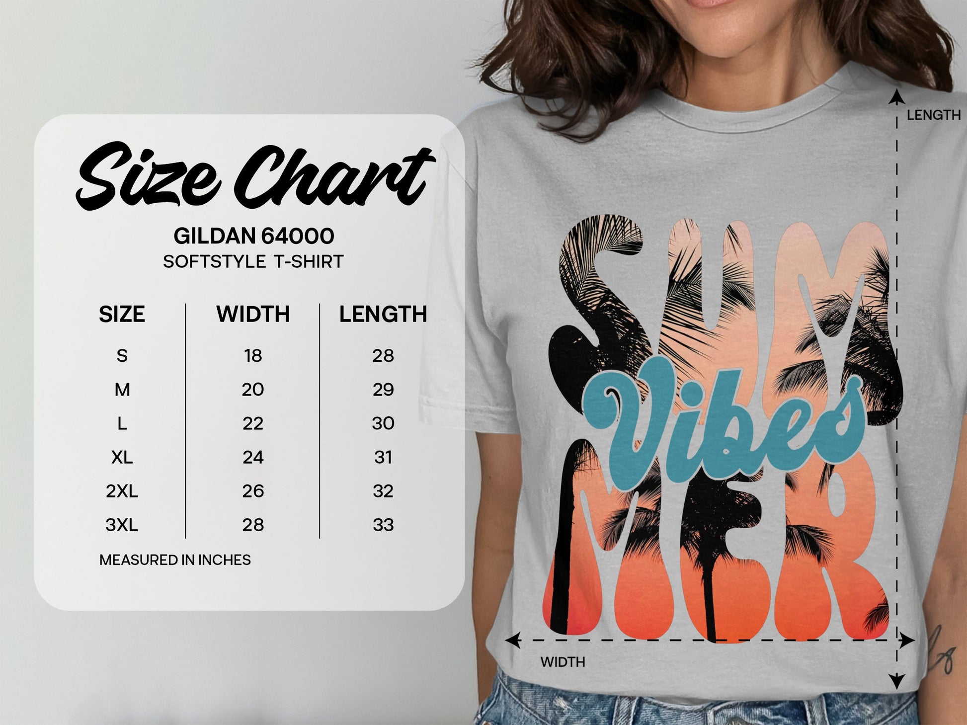 Summer Vibes Palm Tree Print Softstyle T-shirt