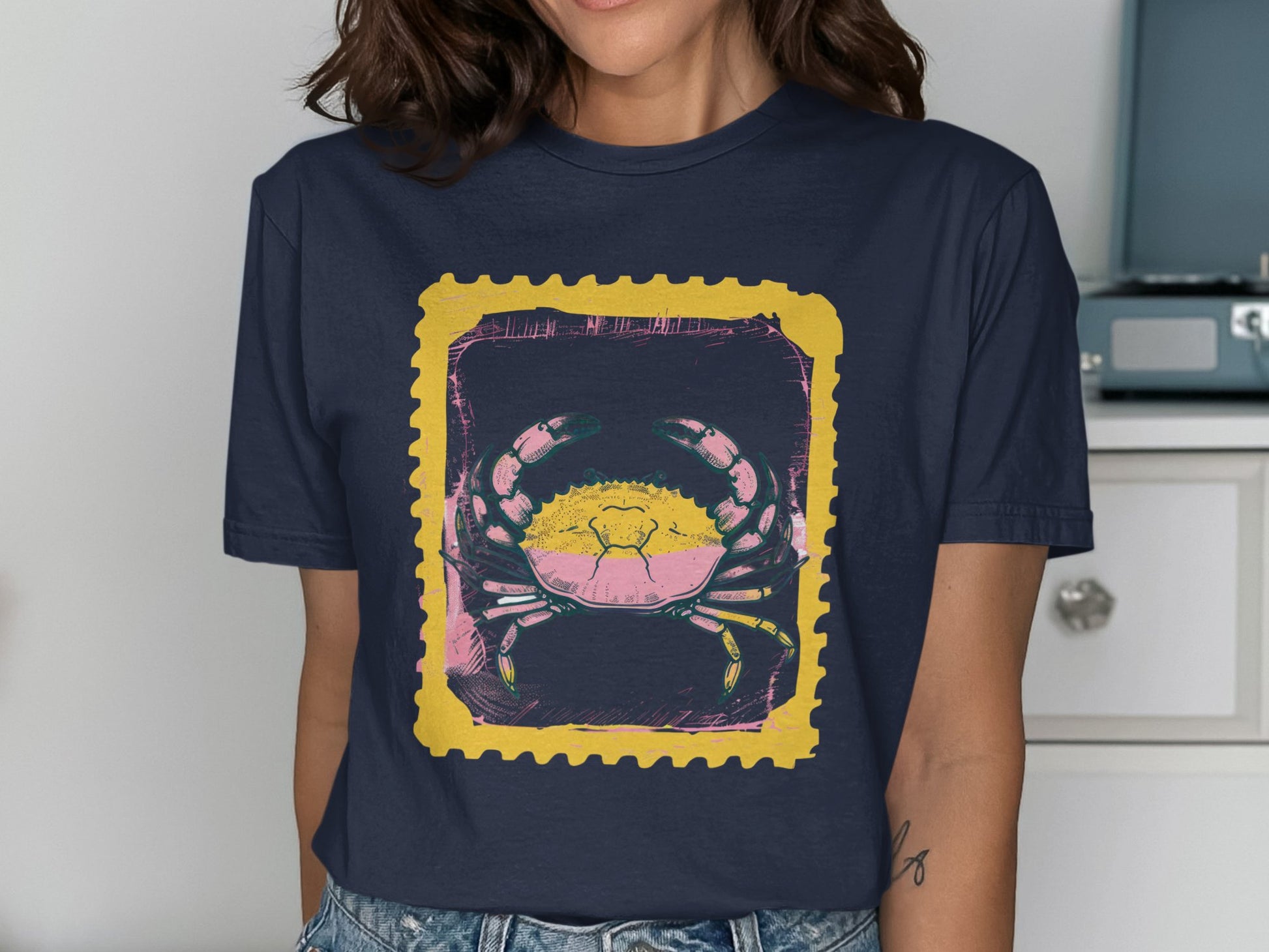 Vintage Crab Stamp Graphic Design T-shirt product type