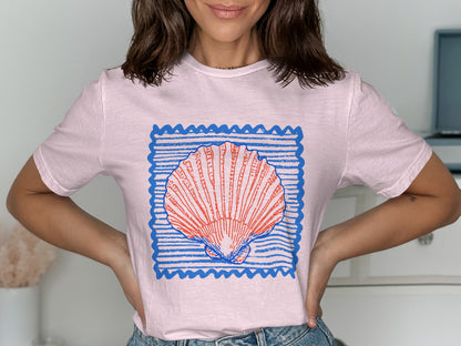 Pink Graphic Seashell T Shirt Casual Wear Product