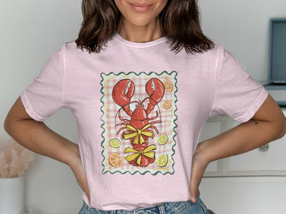 Lobster and Lemon Graphic Print Pink T-shirt product