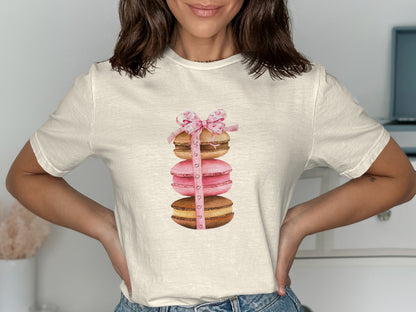 Delicious Macarons with Pink Bow Design T-Shirt product