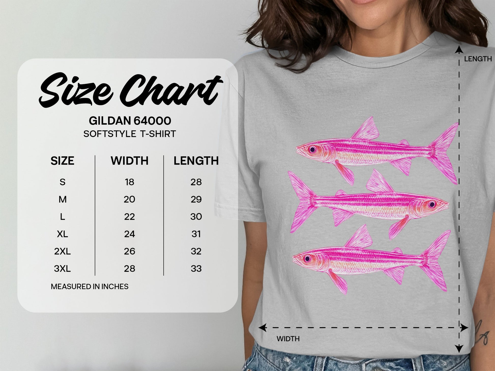 Vibrant Pink Fish Graphic on Softstyle T-Shirt product