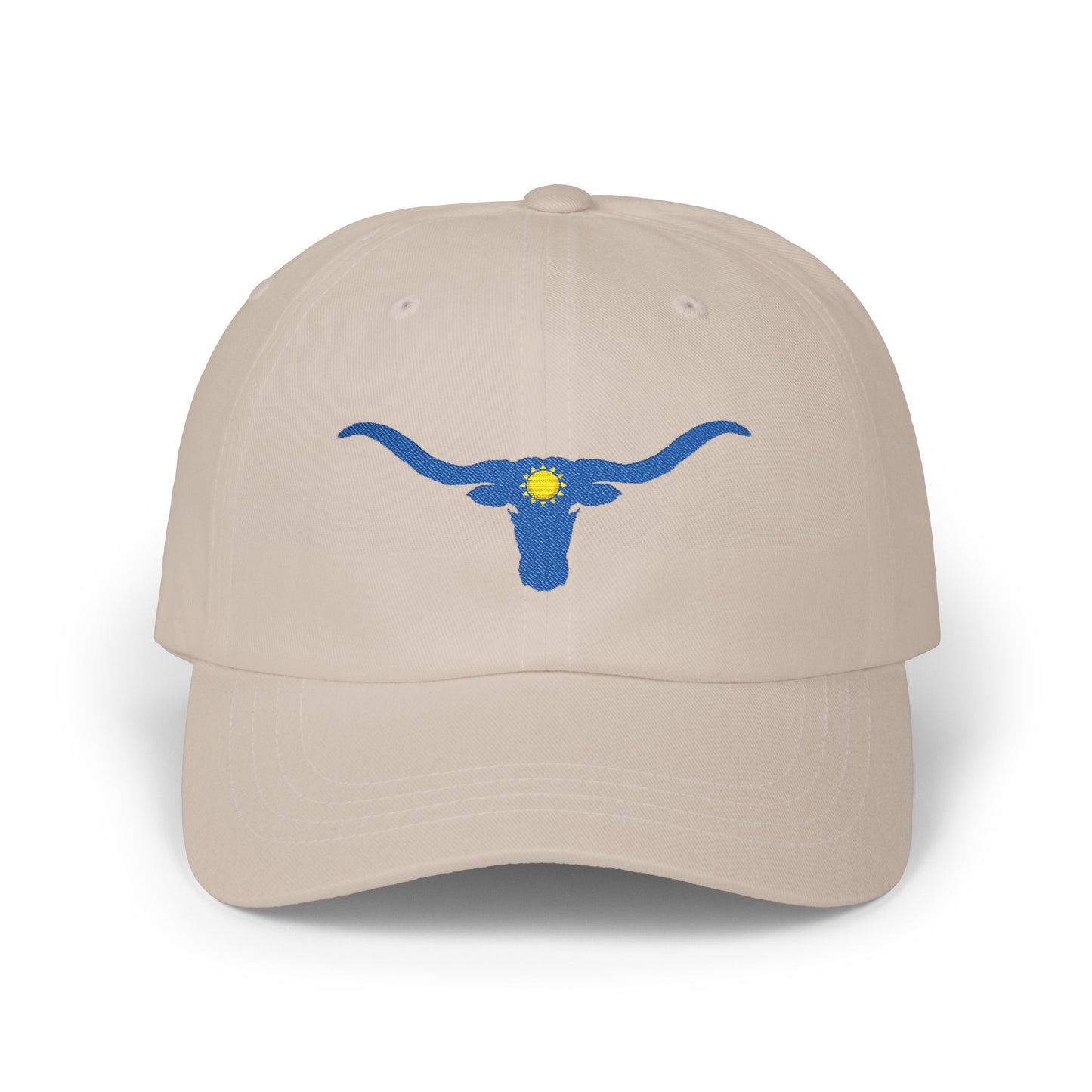 Embroidered Blue Longhorn Dad Cap Western Sun Hat