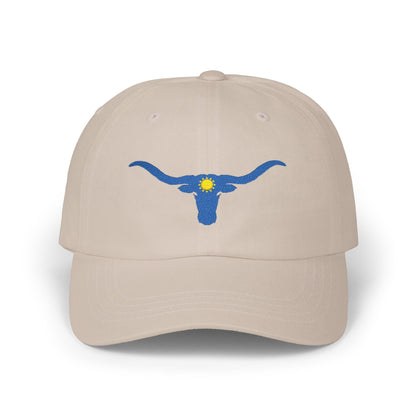 Embroidered Blue Longhorn Dad Cap Western Sun Hat