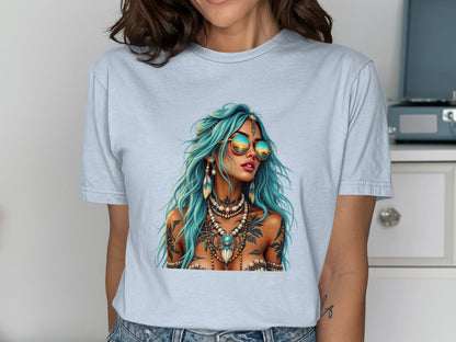 Bohemian Style Graphic Tee with Vibrant Artwork product type