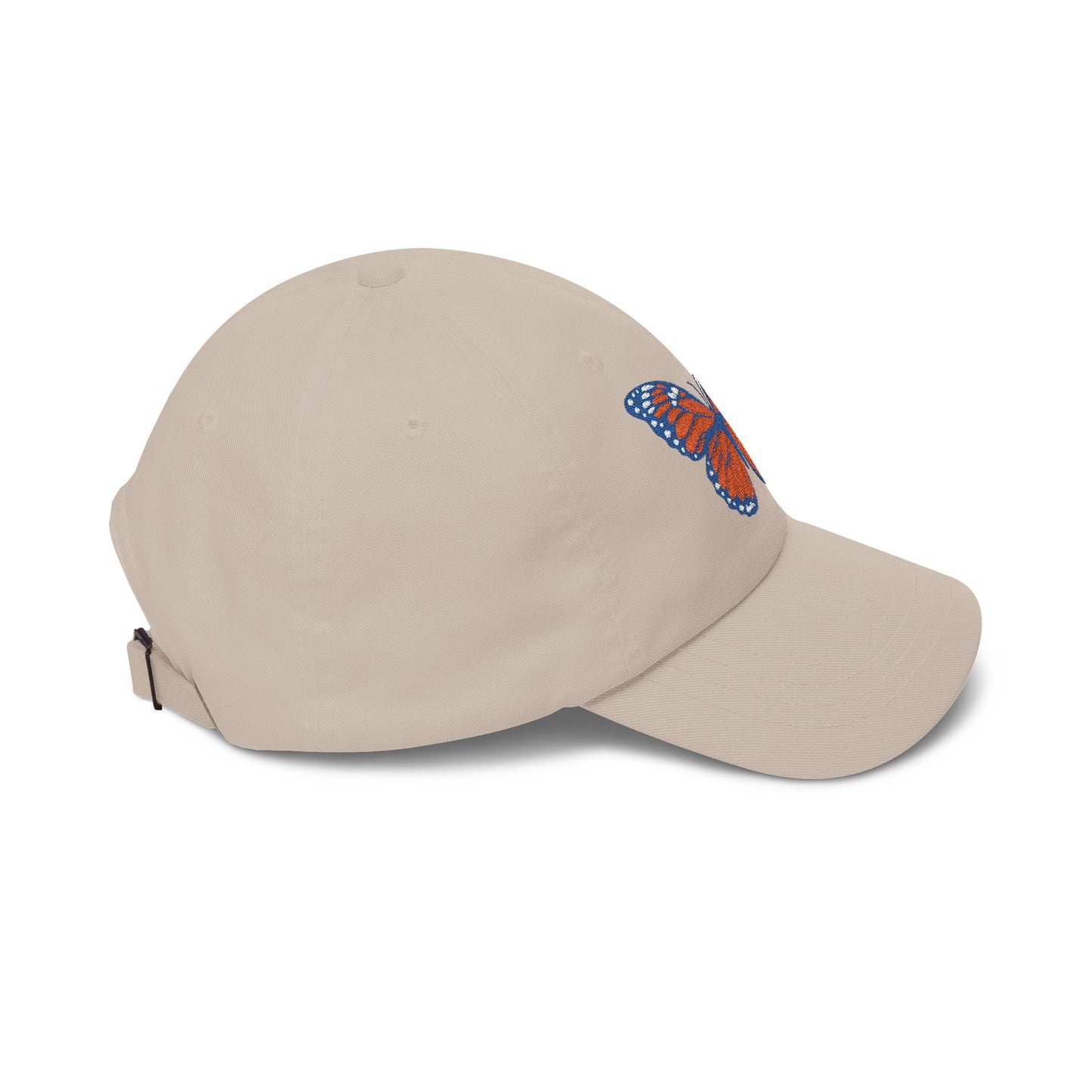 Butterfly Embroidered Dad Cap Preppy Orange & Blue Monarch Hat